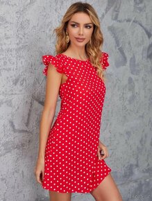 Červeno/bílé puntíkaté šaty vel.L - 3