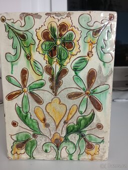 Keramický kahánkový svícen / lidová majolika – ruční malba - 3