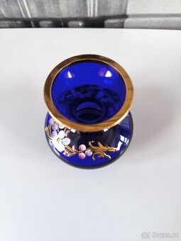 Kobaltově modrá skleněná vázička - Nový Bor - 3