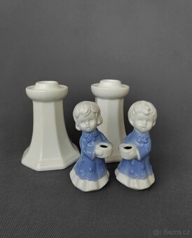 Nádherný modrobílé porcelánové dětské svícny - 3
