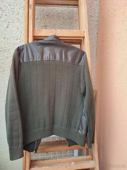 Retro kožená bunda s úpletem - 3