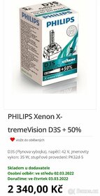 Výbojky PHILIPS D1S/D2S/D3S X-tremeVision +50% + LED T10 - 3