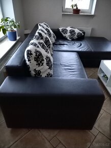 Koženková rozkládací sedačka tvaru L - 3