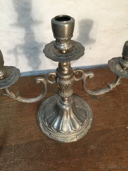 Velký cínový svícen 4 x punc. Krásný masivní cín. - 3
