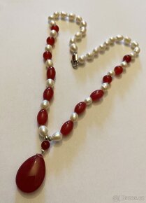 Náhrdelník z pravých perel 7-8 mm a jadeity - 3