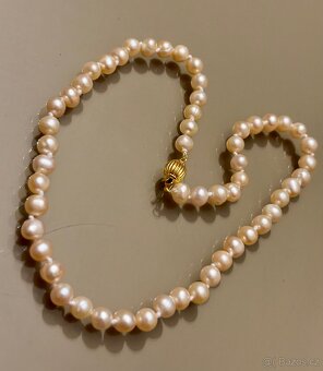 Perlový náhrdelník - pravé růžové perly 7-8 mm - 3