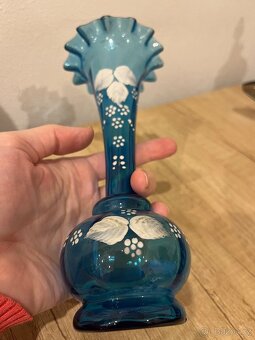 Stará modrá malovaná váza - 3