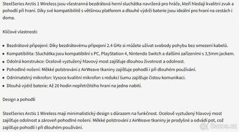 Sluchátka SteelSeries Arctis 1 Wireless (bezdrát.), nová - 3