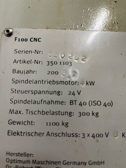 CNC frézka F100 CNC - 3