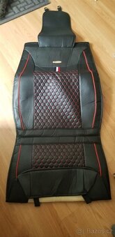 Kompletní set autopotahů z PU kůže červeno/černá - 3