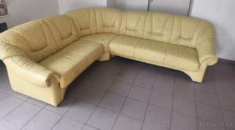 Kožená rohová sedací souprava - jak NOVÁ, TOP STAV - 3