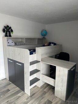 Postel vysoká se stolem a úložným prostorem - 3