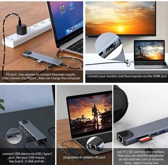USB-C HUB 8v1 pro notebook, nové - 3
