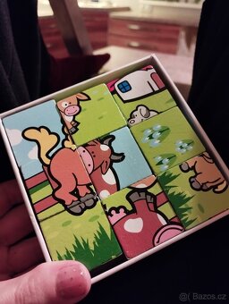 Dřevěné kostky teddies 9ks - 3