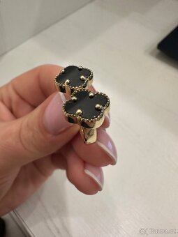 ✨ Luxusní dámský zlaty prsten – dvojitý čtyřlístek ✨ - 3