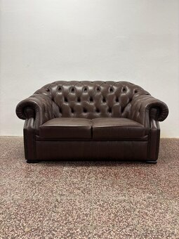 CHESTERFIELD ŠTÝL,KOŽENÁ 3+2+1,TMAVO-HNEDÁ - 3