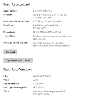 Lenovo G50-30,CPU N3540,WIN 10,HDD 500GB,RAM 8GB,15.6 palců - 3