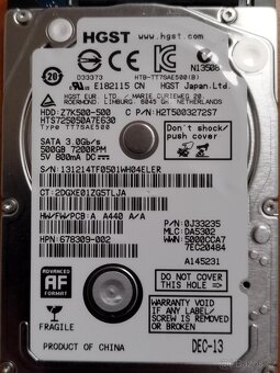 500GB /2,5´ HDD zánovní jen instalace - 3
