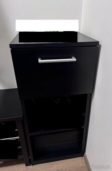 Skříňka se šuplíkem a poličkami, černá - 3