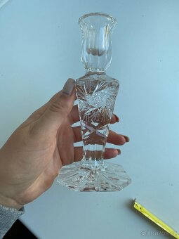 Broušený křišťálový svícen - české sklo - 3