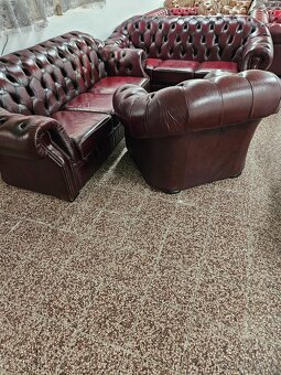 CHESTERFIELD ŠTÝL,KOŽENÁ SEDAČKA 3+3+1,ZĽACNENÁ - 3