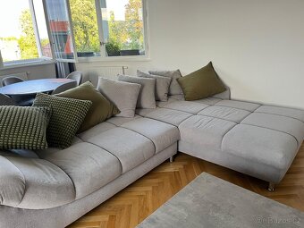 ROHOVÁ SEDAČKA, textil, šedá, barvy stříbra cca 337 x 228 cm - 3
