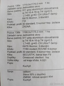 Jednodílné okno Sestava pozice 136a - 3