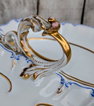 Starožitná dvojmiska s modrozlatým zdobením. - 3