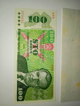BANKOVKY 100 KČS 1989, VZÁCNÁ SÉRIE A ROZPRACOVANÝ TISK - 3