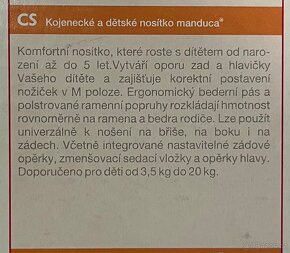 Manduca z bavlny, jako nova, 3,5-20 kg - 3