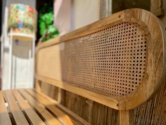 Ratanová lavice, mangové dřevo, rustikální boho venkovní poh - 3