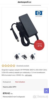 HP Nabíječka adaptér PPP009C 65W 19,5v Velký výprodej ✅ - 3