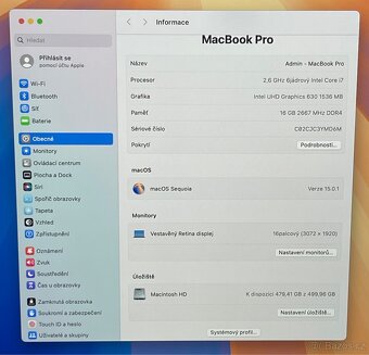 MacBook Pro 16” 2019 CTO /16GB RAM/i7/512GB SSD/Záruka - 3