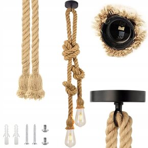 Stropní závěsné svítidlo z jutového lana - 3