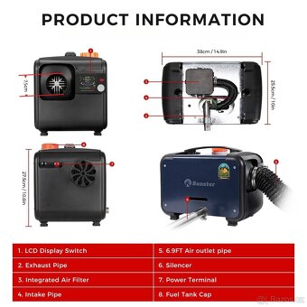 Naftové topení 5-8kW, 12/24/230V, auto start/stop, BT - 3