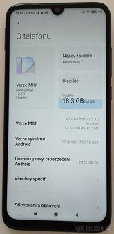 Prodám mobil Xiaomi Redmi Note 7, 4GB/64GB, Stav A, nov.bat. - 3