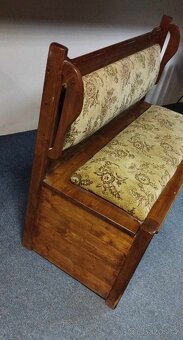 Starožitná dřevěná lavice na chalupu 118.5x54x97.5x50-55 cm. - 3