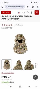 3D Ghillie Suit Sniper Klobouk - Amber, Novritsch - 3