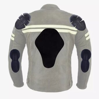 Moto Kožená Bunda Cafe Racer Brown Stripess - 3