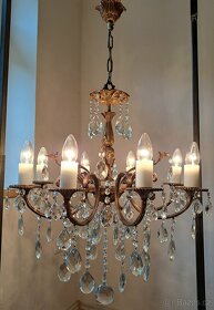 Starožitný křišťálový lustr,  lustřík, osvětlení - 3