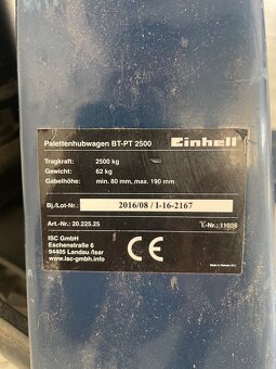 Paletový vozík, nosnost 2500kg - 3