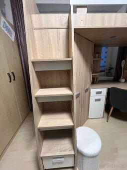 Rohová patrová postel Alina (L) Sonoma + bílá - 3