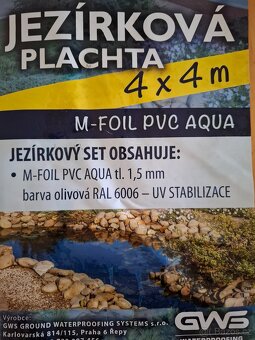 Prodám NOVOU jezírkovou folii 6x6 m – 2 ks, 4x4 m – 2 ks - 3