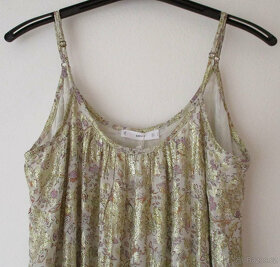 Dlouhé letní šaty květované zlaté Mango L XL 40 42 - 3