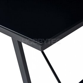 Jídelní stůl černý, 140 x 70 x 75 cm, tvrzené sklo,kov, nový - 3