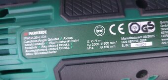 aku uhlova bruska Parkside na kotouc max 125mm - 3