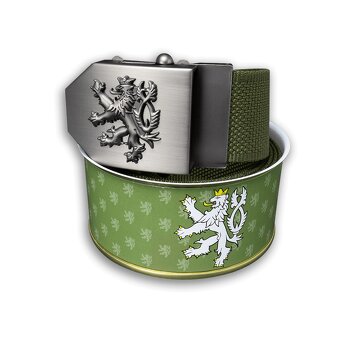 Opasek dárkový Český lev 4 cm - olivový - 3