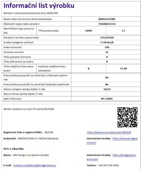 Letní 235/50 R20 Bridgestone Turanza Eco 100T - 3