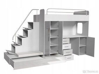 Vyvýšená postel PARADISE 5, Bílá Bílá Lesk - 3