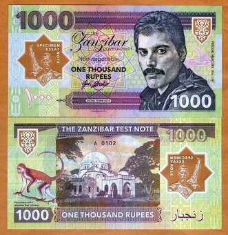 SET bankovek ZANZIBAR 50 + 100 + 1000 Rupees FREDDIE MERCURY - 3